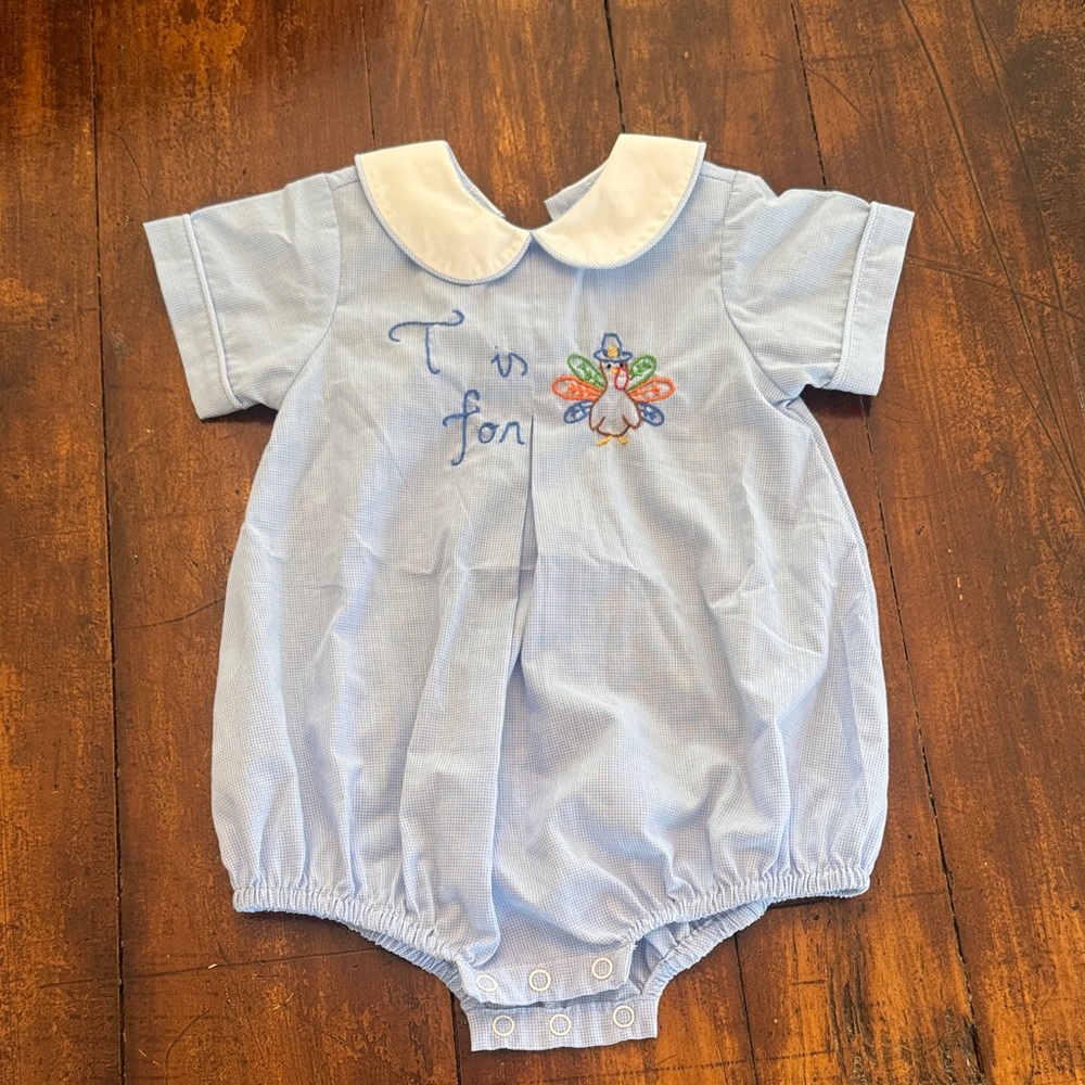 Blue Embroidered Kids Bodysuit